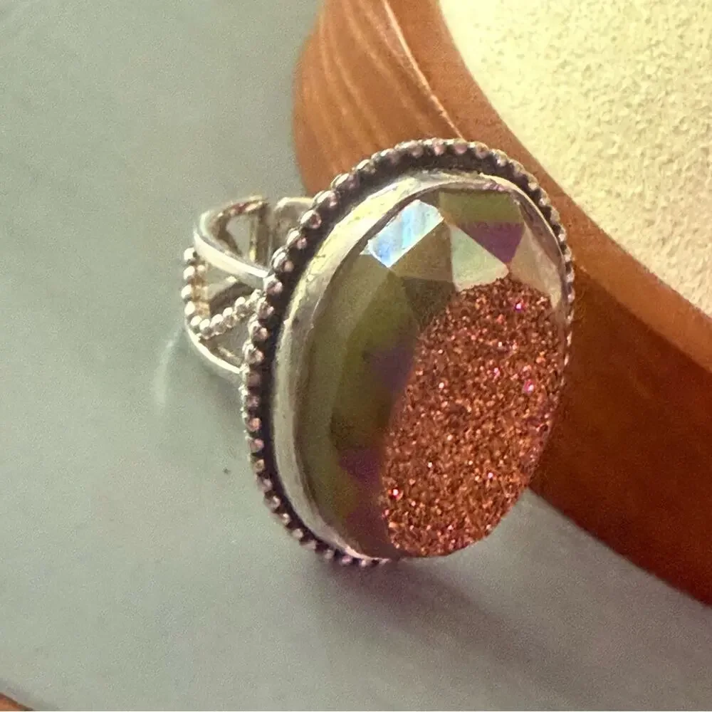 Colleen Lopez 925 Sterling Silver Druzy Ring Size 6.5